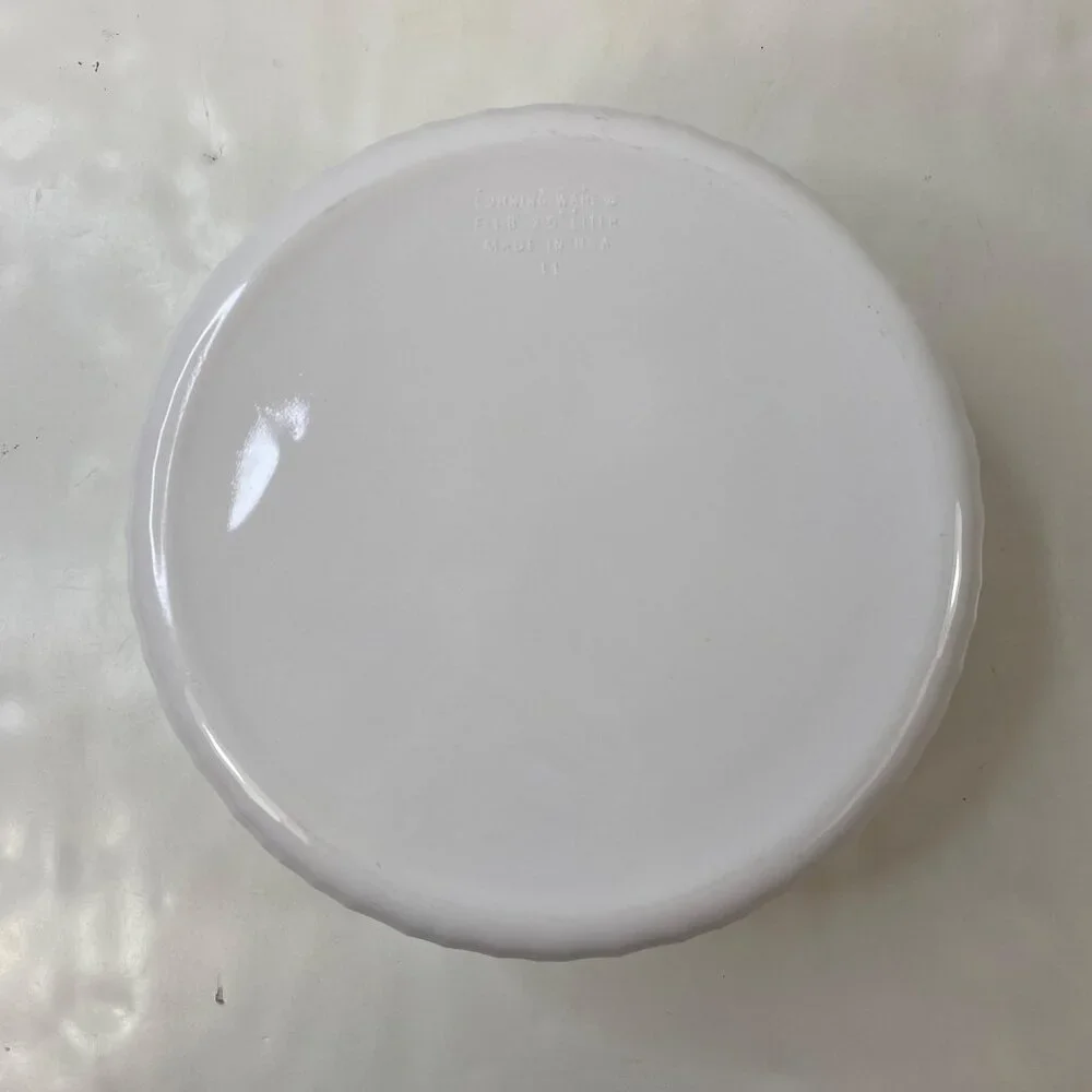 Corning Ware French White 2.5 L Round Casserole Dish Glass Lid Vintage